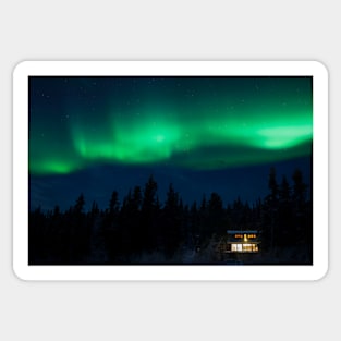 Taiga home under Northern Lights Aurora borealis Sticker